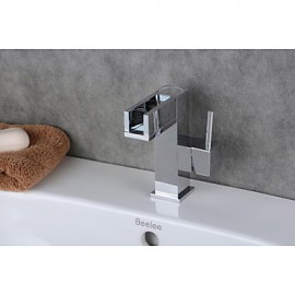 Contemporary Chrome Color Changing Led Bathroom Sink Faucet