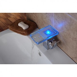 Contemporary Chrome Color Changing Led Bathroom Sink Faucet