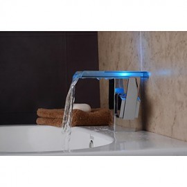 Contemporary Chrome Color Changing Led Bathroom Sink Faucet