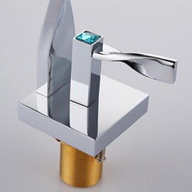 Contemporary Chrome Finish Brass One Hole Single Handle Bathroom Sink Faucet