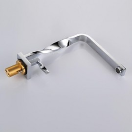 Contemporary Chrome Finish Brass One Hole Single Handle Bathroom Sink Faucet