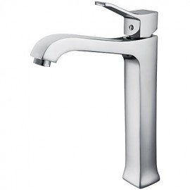 Contemporary Chrome Finish Brass One Hole Single Handle Bathroom Sink Faucet