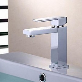 Contemporary Chrome Finish Brass One Hole Single Handle Sink Faucet