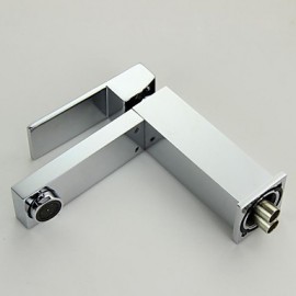 Contemporary Chrome Finish Brass One Hole Single Handle Sink Faucet