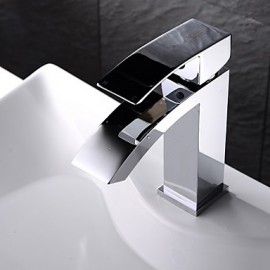 Contemporary Chrome Finish Brass One Hole Single Handle Sink Faucet