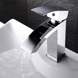 Contemporary Chrome Finish Brass One Hole Single Handle Sink Faucet