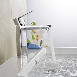 Contemporary Chrome Finish Single Handle Basin Mixer