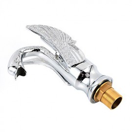 Contemporary Chrome Finish Swan Shape Bathroom Basin Faucet (Short) - Sliver