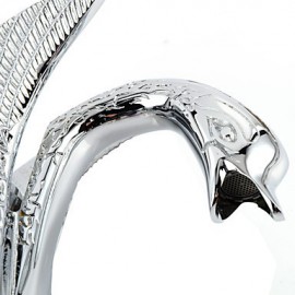 Contemporary Chrome Finish Swan Shape Bathroom Basin Faucet (Short) - Sliver