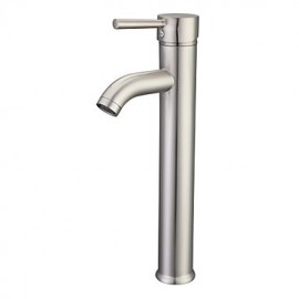 Contemporary Nickel Brushed One Hole Single Handle Bathroom Sink Faucet