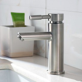 Contemporary Nickel Finish 304 Sus Stainless Steel Single Hole Single Handle Bathroom Basin Faucet