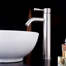 Contemporary Nickel Finish 304 Sus Stainless Steel Single Hole Single Handle High Bathroom Basin Faucet