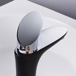 Contemporary Noble Black Body Chrome Single Handle Bathroom Sink Faucet