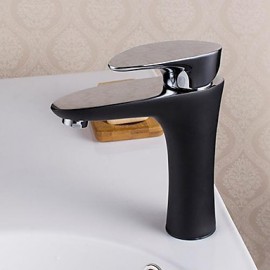 Contemporary Noble Black Body Chrome Single Handle Bathroom Sink Faucet