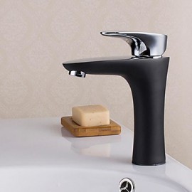 Contemporary Noble Black Body Chrome Single Handle Bathroom Sink Faucet