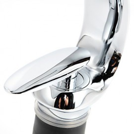 Contemporary Style Slim Shape Single Handle One Hole Hot And Cold Water Bathroom Sink Faucet - Sliver