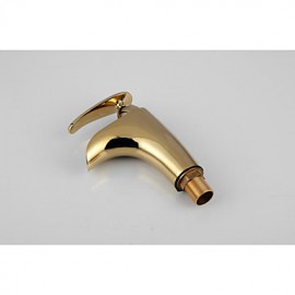 Contemporary Style Ti-Pvd Finish Waterfall Brass Bathroom Sink Faucet