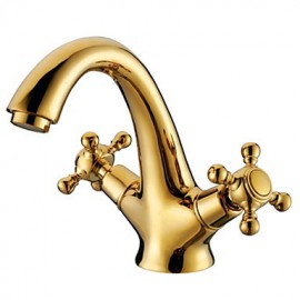 Contemporary Ti-Pvd Brass One Hole Two Handle Bathroom Sink Faucet