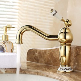 Contemporary Ti-Pvd Finish Bathroom Sink Faucet (Waterfall)