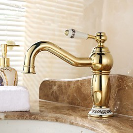 Contemporary Ti-Pvd Finish Bathroom Sink Faucet (Waterfall)