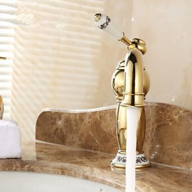 Contemporary Ti-Pvd Finish Bathroom Sink Faucet (Waterfall)