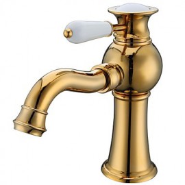 Contemporary Ti-Pvd Finish Brass One Hole Single Ceramic Handle Bathroom Sink Faucet