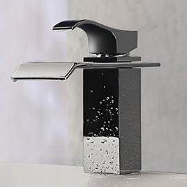 Contemporary Water Fall Stainless Steel Chrome Finish Bathroom Sink Faucet