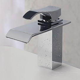 Contemporary Water Fall Stainless Steel Chrome Finish Bathroom Sink Faucet