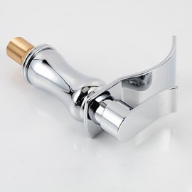 Contemporary Waterfall Brass Chrome Bathroom Sink Faucet - Silver