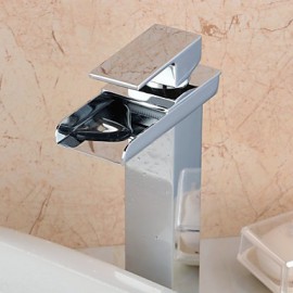 Contemporary Waterfall Brass Chrome Finish Faucet