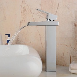 Contemporary Waterfall Brass Chrome Finish Faucet