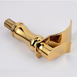 Contemporary Waterfall Brass Ti-Pvd Bathroom Sink Faucet - Golden