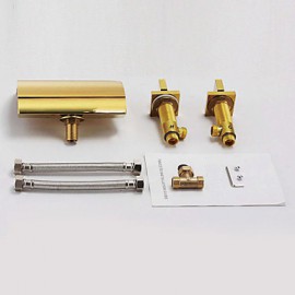 Contemporary Waterfall Brass Ti-Pvd Bathroom Sink Faucet