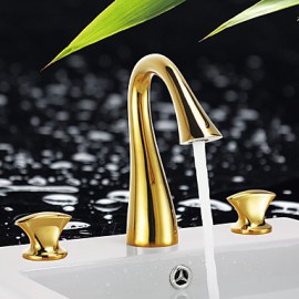 Contemporary Waterfall Brass Ti-Pvd Bathroom Sink Faucet