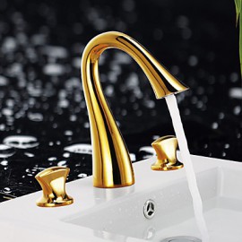 Contemporary Waterfall Brass Ti-Pvd Bathroom Sink Faucet