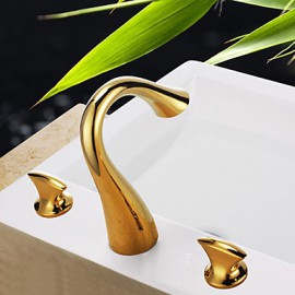 Contemporary Waterfall Brass Ti-Pvd Bathroom Sink Faucet