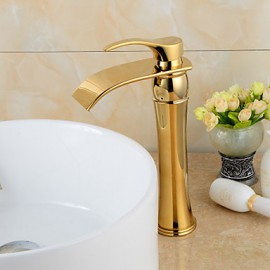 Contemporary Waterfall Gold Heightening Bathroom Basin Faucet