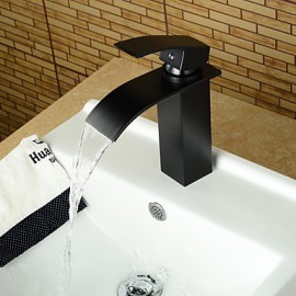 Contemporary Waterfall Oil-Rubbed Bronze Bathroom Basin Faucet -Black