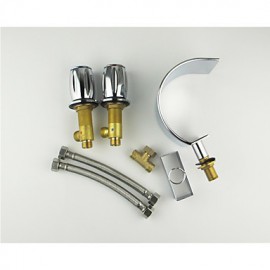 Contemporary Waterfall/Rotatable Brass Chrome Three Holes Faucet