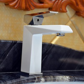 Contemporary White Painting One Hole Single Handle Bathroom Sink Faucet