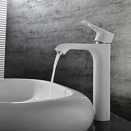 Contemporary White Painting One Hole Single Handle Bathroom Sink Faucet