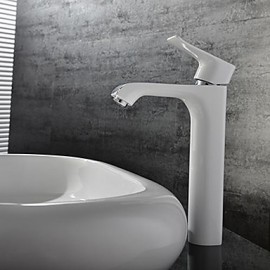 Contemporary White Painting One Hole Single Handle Bathroom Sink Faucet