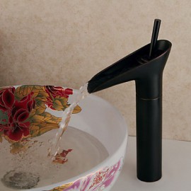 Contemporary Winebowl Style Oil-Rubbed Bronze-Plated Brass Cold / Hot Water Faucet - Black