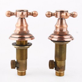 Deck Mount Bath Tub Faucet Two Handles Long Spout Antique Inspired Solid Brass Bathroom Sink And Bathtub Mixer Taps