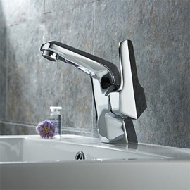 Deck Mounted Single Handle One Hole Basin Faucet Solid Brass Chrome Finish Basin Sink Mixer Tap