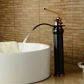 European-Style Rose Gold Handle Oil-Rubbed Bronze Bathroom Sink Faucet - Black + Rose Gold