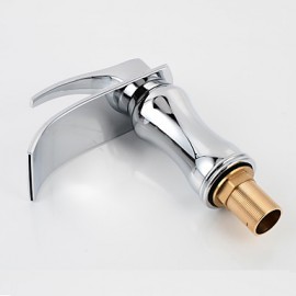 Fashion Waterfall Brass Chrome Bathroom Sink Faucet - Silver