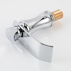 Fashion Waterfall Brass Chrome Bathroom Sink Faucet - Silver