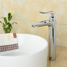 Fashionable Brass Chrome-Plated Waterfall Bathroom Sink Faucet - Silver