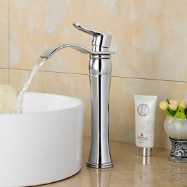 Fashionable Chrome-Plated Brass Bathroom Basin Faucet - Silver